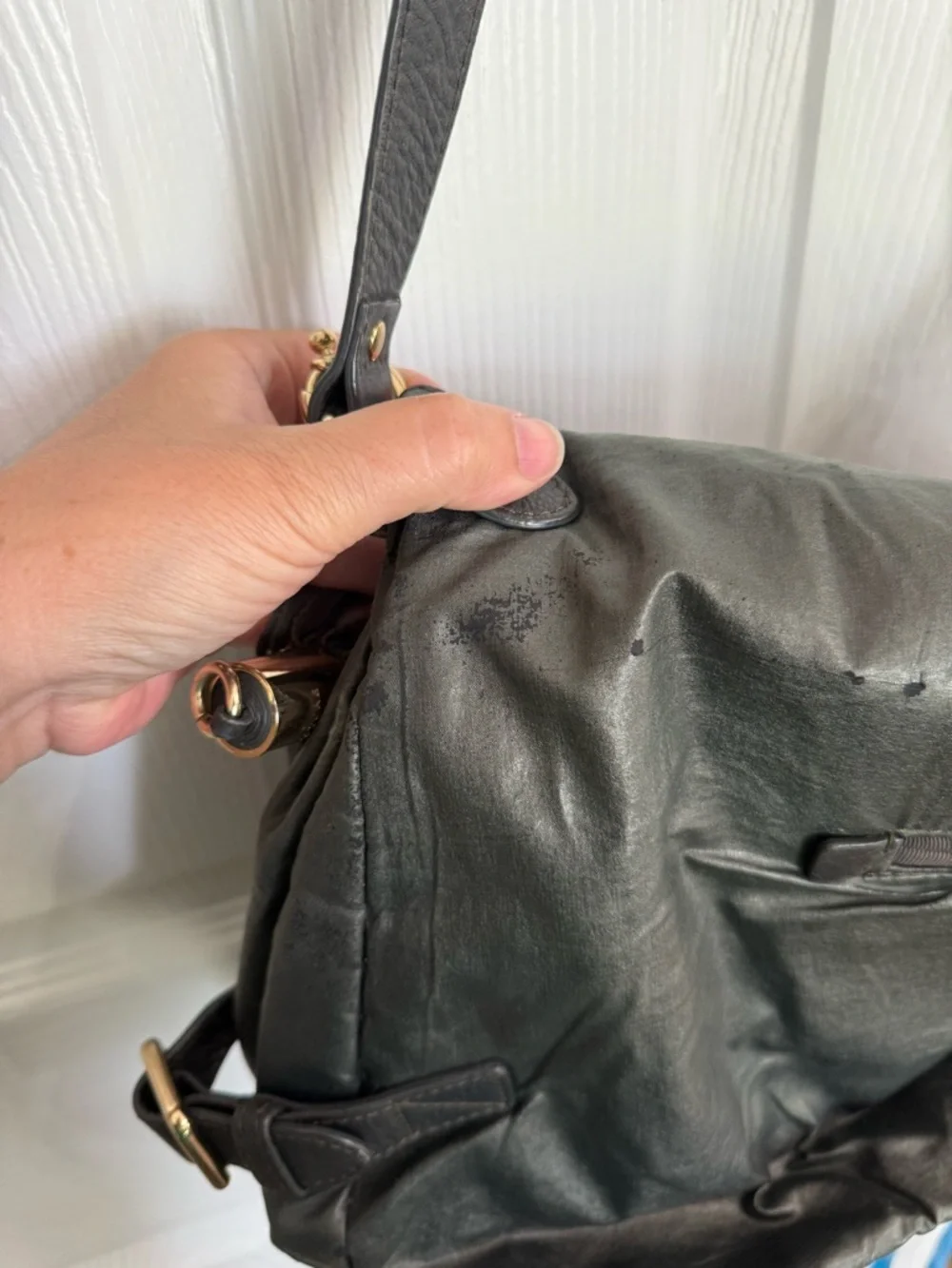 Juicy Couture Dark Olive Green Slouchy Hobo Bag Gold Crest Tassel Y2K Boho